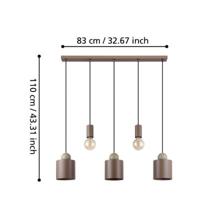 Eglo - Hängeleuchte an Schnur 5xE27/40W/230V