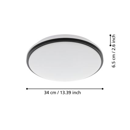 Eglo - LED-Deckenleuchte fürs Badezimmer LED/15,6W/230V IP44 schwarz