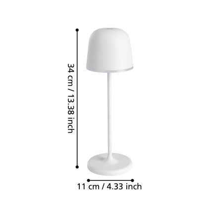 Eglo - Dimmbare, aufladbare LED-Leuchte für den Außenbereich LED/2,2W/5V 1800 mAh grau IP54