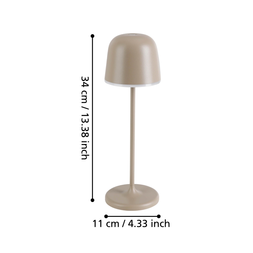 Eglo - Dimmbare, aufladbare Outdoor-LED-Leuchte LED/2,2W/5V 1800 mAh beige IP54