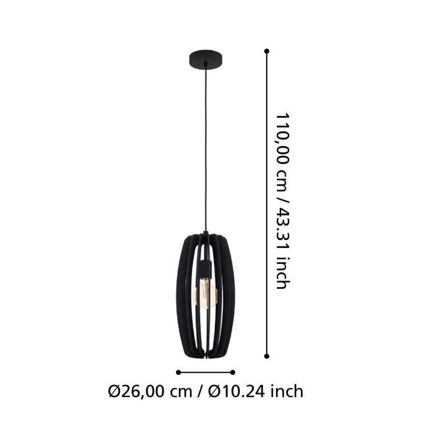 Eglo - Hängeleuchte an Kabel 1xE27/40W/230V schwarz
