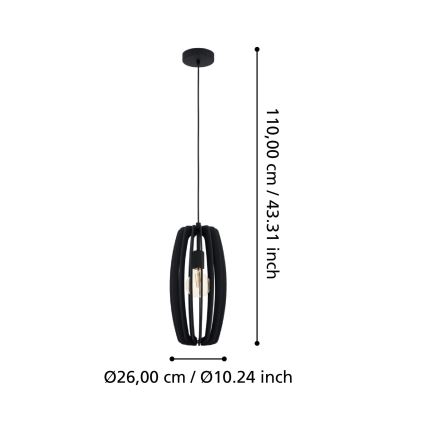 Eglo - Hängeleuchte an Schnur 1xE27/40W/230V schwarz