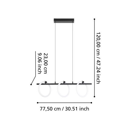 Eglo - LED-Hängeleuchte an Schnur 3xLED/9W/230V