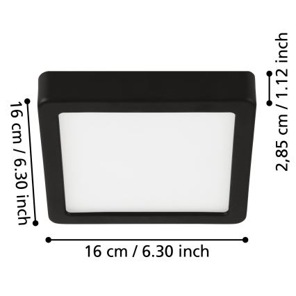 Eglo - LED Badezimmer-Deckenleuchte LED/11W/230V IP44 schwarz