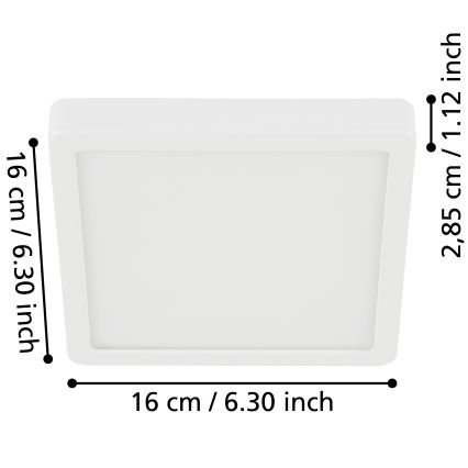 Eglo - LED Badezimmer-Deckenleuchte LED/11W/230V IP44 weiß 16x16 cm