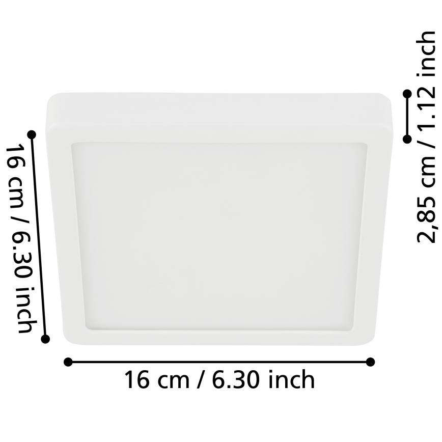 Eglo - LED Badezimmer-Deckenleuchte LED/11W/230V IP44 weiß 16x16 cm