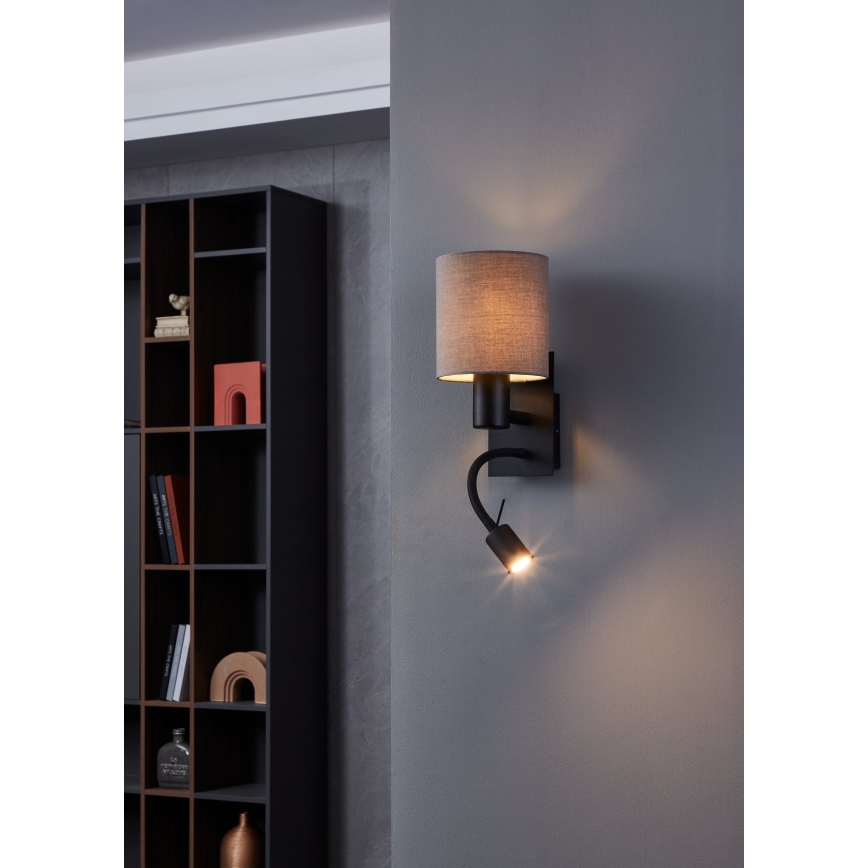 Eglo - LED-Wandbeleuchtung 1xE27/40W/230V + LED/3,8W braun