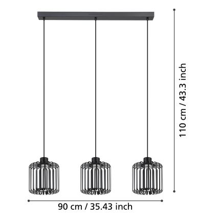 Eglo - Dimmbare LED-RGBW-Hängeleuchte 3xLED/3,7W/230V 2700-6500K