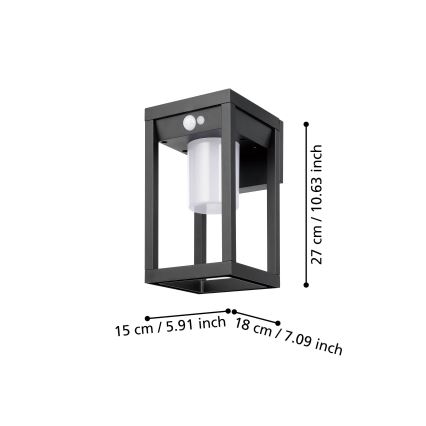 Eglo - LED Solar-Wandleuchte mit Sensor LED/3,7W/3,7V 2000 mAh IP44