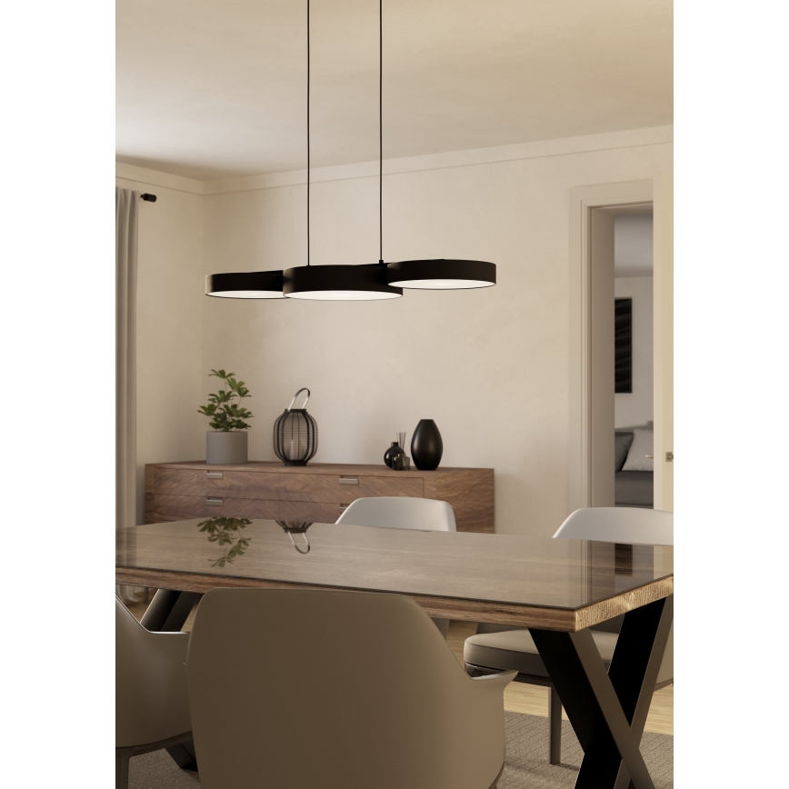 Eglo - Dimmbare LED-RGBW-Hängeleuchte an Schnur 3xLED/7,5W/230V 2700-6500K schwarz
