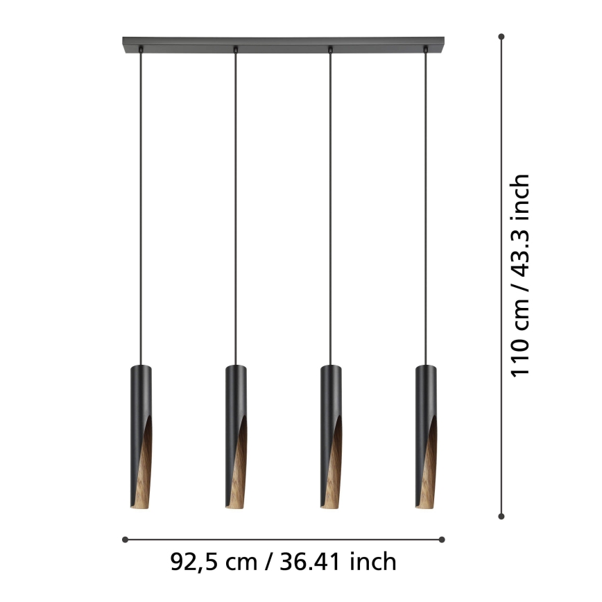 Eglo - LED-Hängeleuchte an Schnur 4xGU10/4,5W/230V schwarz/braun
