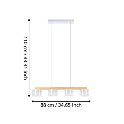 Eglo - Dimmbare LED-RGBW-Hängeleuchte 4xLED/3,7W/230V 2700-6500K