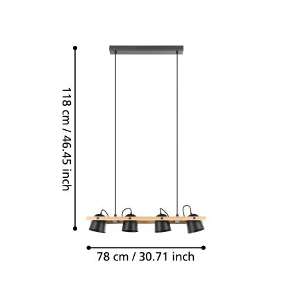 Eglo - Dimmbare LED-RGBW-Hängeleuchte 4xLED/3,7W/230V 2700-6500K