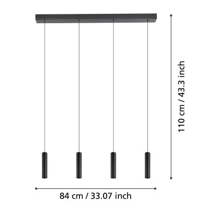 Eglo - Dimmbare LED-Hängeleuchte an Schnur 4xLED/5,4W/230V