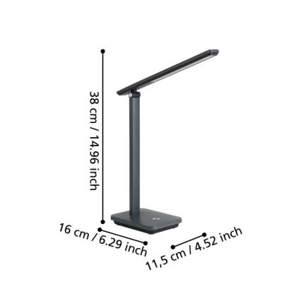 Eglo - Dimmbare aufladbare LED-Tischlampe LED/3,6W/5V 1800mAh grau