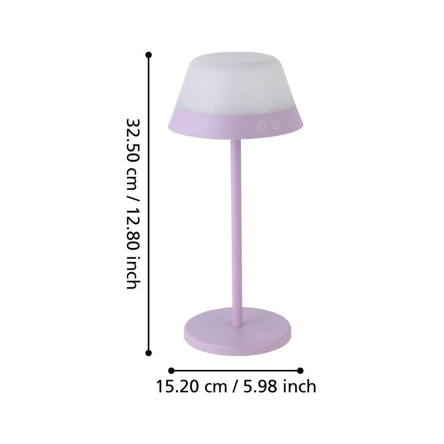 Eglo - Dimmbare LED-RGBW-Außenleuchte mit Touch-Funktion 2-in-1 LED/1,5W/5V 2600 mAh IP54 violett