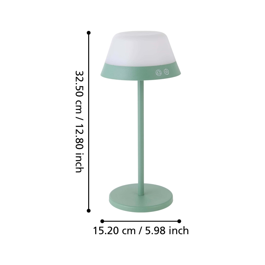 Eglo - Dimmbare LED-RGBW-Außenleuchte mit Touch-Funktion 2-in-1 LED/1,5W/5V 2600 mAh IP54 grün