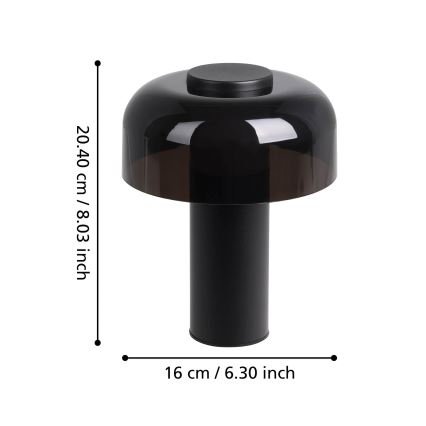 Eglo - Dimmbare LED-Außenleuchte mit Touch-Funktion LED/2,25W/5V 2400-4000K 5200 mAh IP44 schwarz