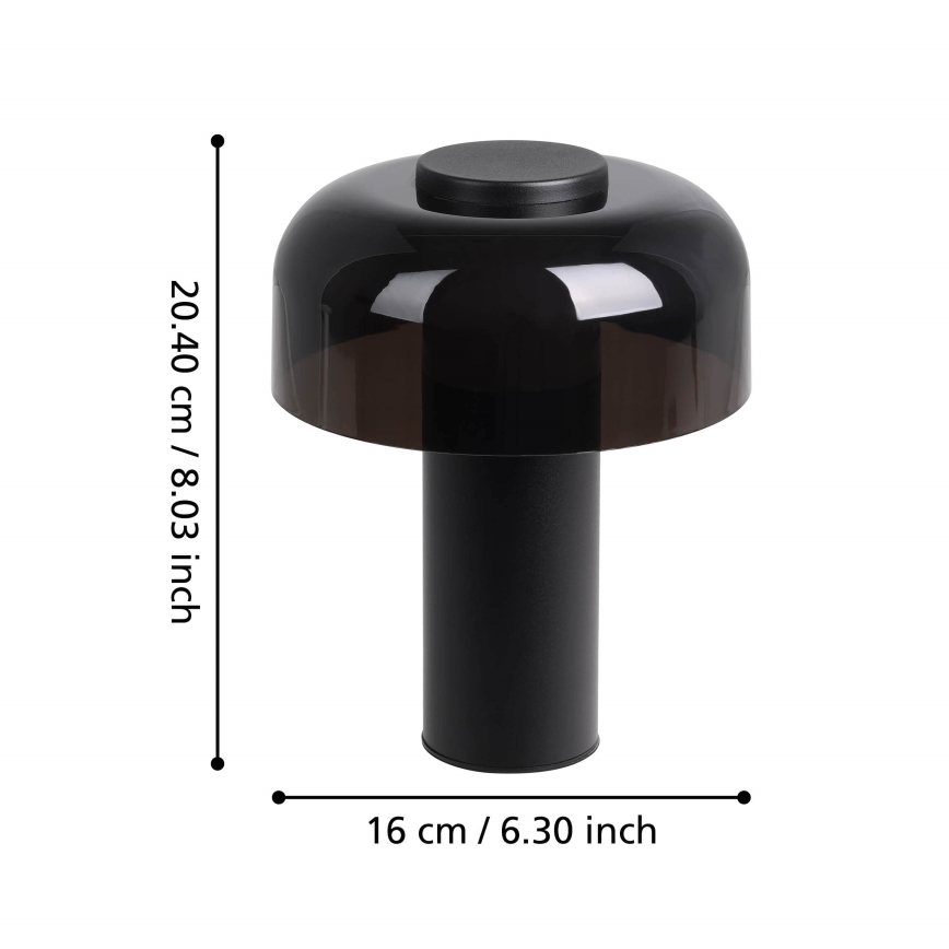 Eglo - Dimmbare LED-Außenleuchte mit Touch-Funktion LED/2,25W/5V 2400-4000K 5200 mAh IP44 schwarz