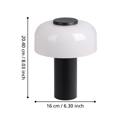 Eglo - Dimmbare LED-Außenleuchte mit Touch-Funktion LED/2,25W/5V 2400-4000K 5200 mAh IP44 schwarz/weiß
