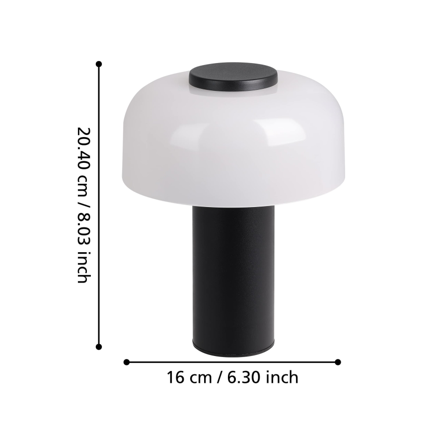 Eglo - Dimmbare LED-Außenleuchte mit Touch-Funktion LED/2,25W/5V 2400-4000K 5200 mAh IP44 schwarz/weiß