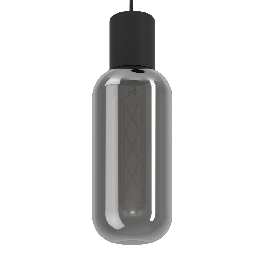 Eglo - Pendelleuchte mit Kabelaufhängung 6xE27/4W/230V schwarz/rauchglas