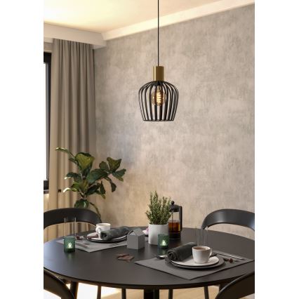 Eglo - Hängeleuchte 1xE27/40W/230V schwarz/golden
