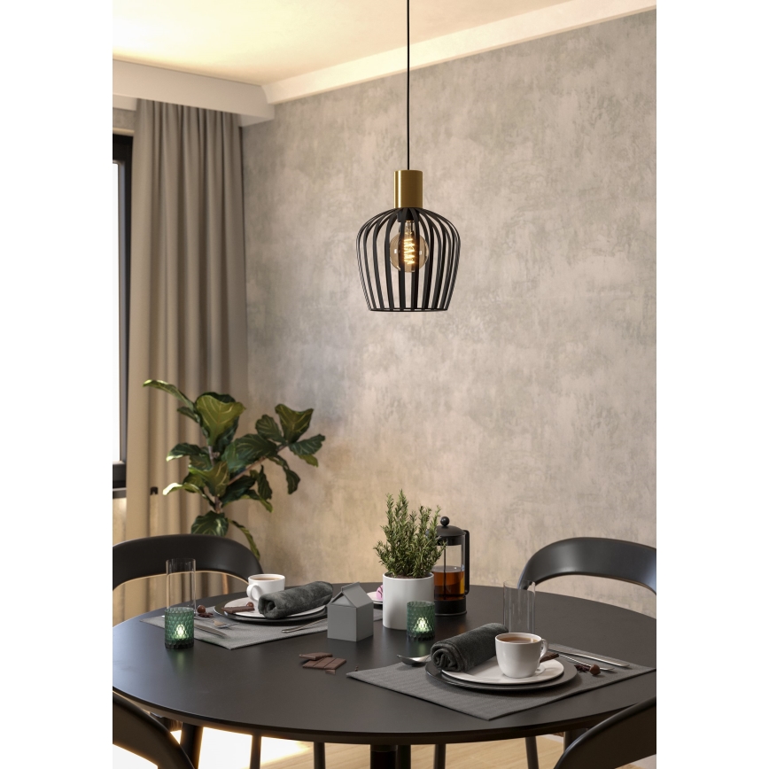 Eglo - Hängeleuchte 1xE27/40W/230V schwarz/golden