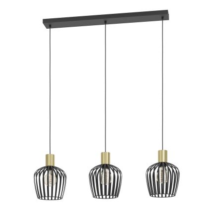 Eglo - Hängeleuchte 3xE27/40W/230V schwarz/golden