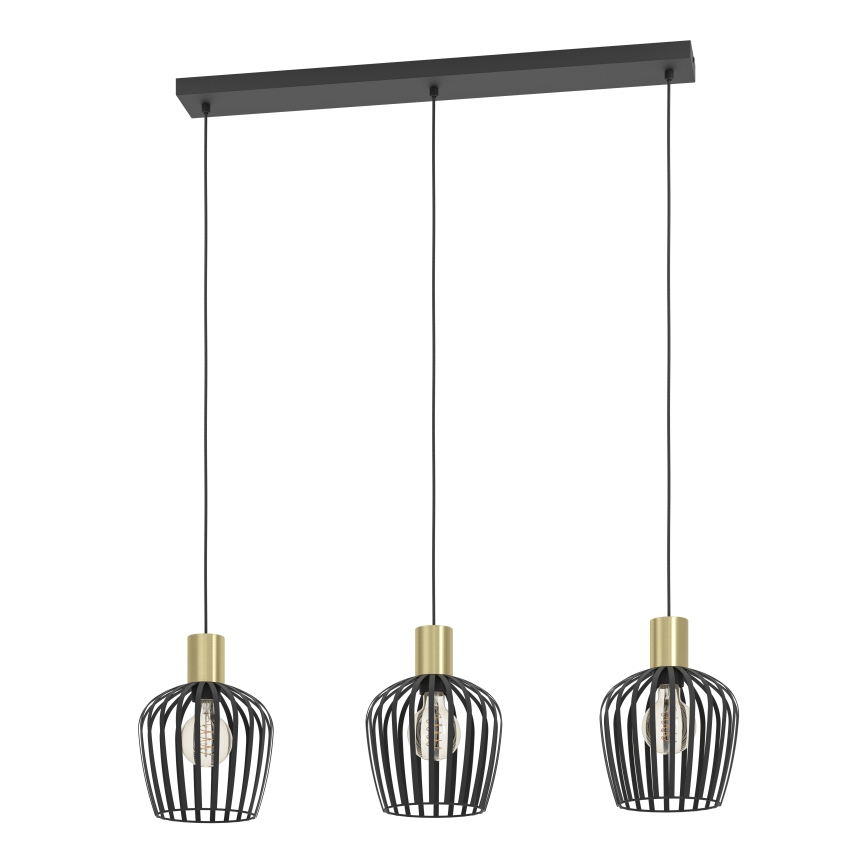 Eglo - Hängeleuchte 3xE27/40W/230V schwarz/golden
