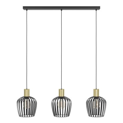 Eglo - Hängeleuchte 3xE27/40W/230V schwarz/golden