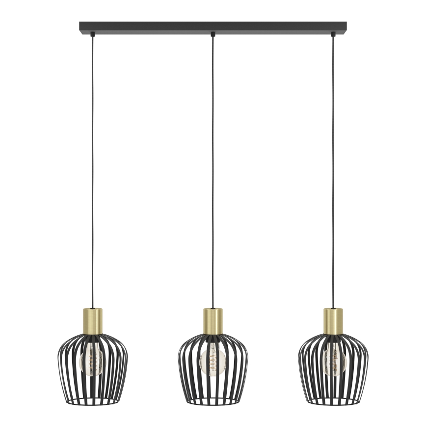 Eglo - Hängeleuchte 3xE27/40W/230V schwarz/golden