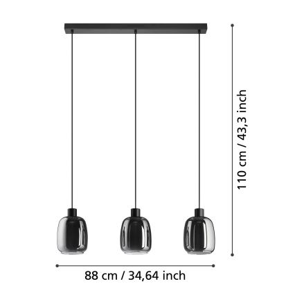 Eglo - Dimmbare LED-RGBW-Hängeleuchte 3xLED/3,7W/230V 2700-6500K grau