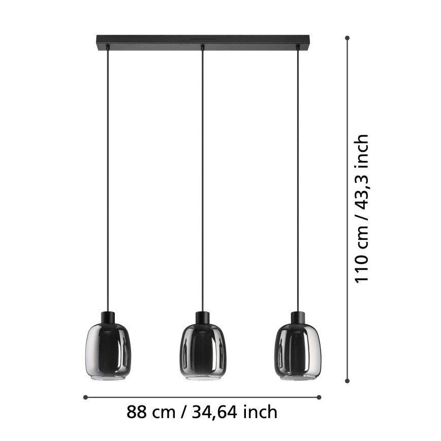 Eglo - Dimmbare LED-RGBW-Hängeleuchte 3xLED/3,7W/230V 2700-6500K grau