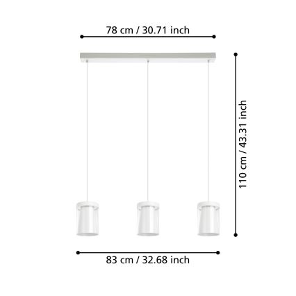 Eglo - Dimmbare LED-RGBW-Hängeleuchte 3xLED/3,7W/230V 2700-6500K weiß ZigBee