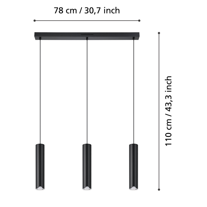 Eglo - Dimmbare LED-RGBW-Hängeleuchte 3xLED/3,7W/230V 2700-6500K schwarz