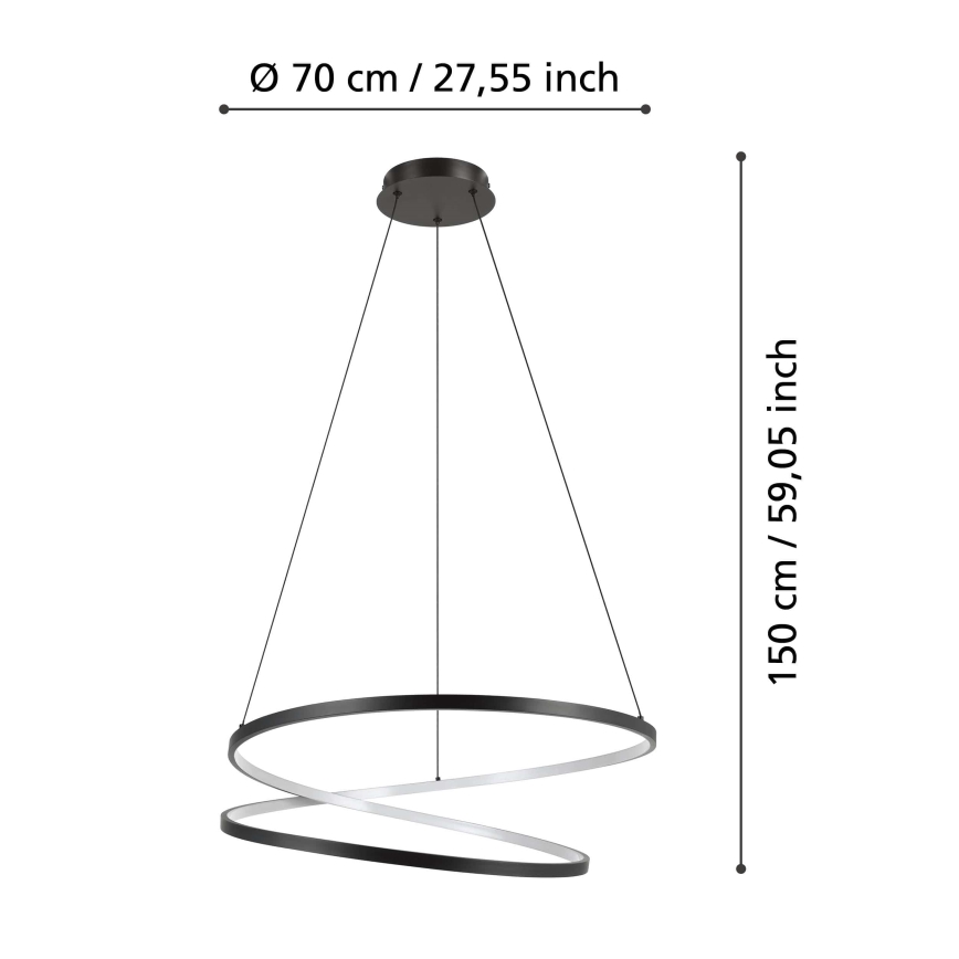 Eglo - LED-Kronleuchter LED/42W/230V 3000K schwarz
