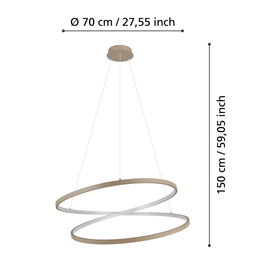 Eglo - LED-Kronleuchter an Aufhängung LED/42W/230V 3000K beige