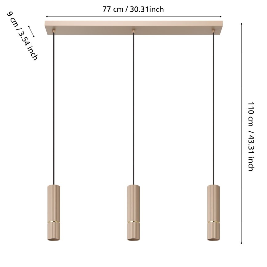Eglo - LED-Hängeleuchte 3xGU10/5W/230V 3000K beige