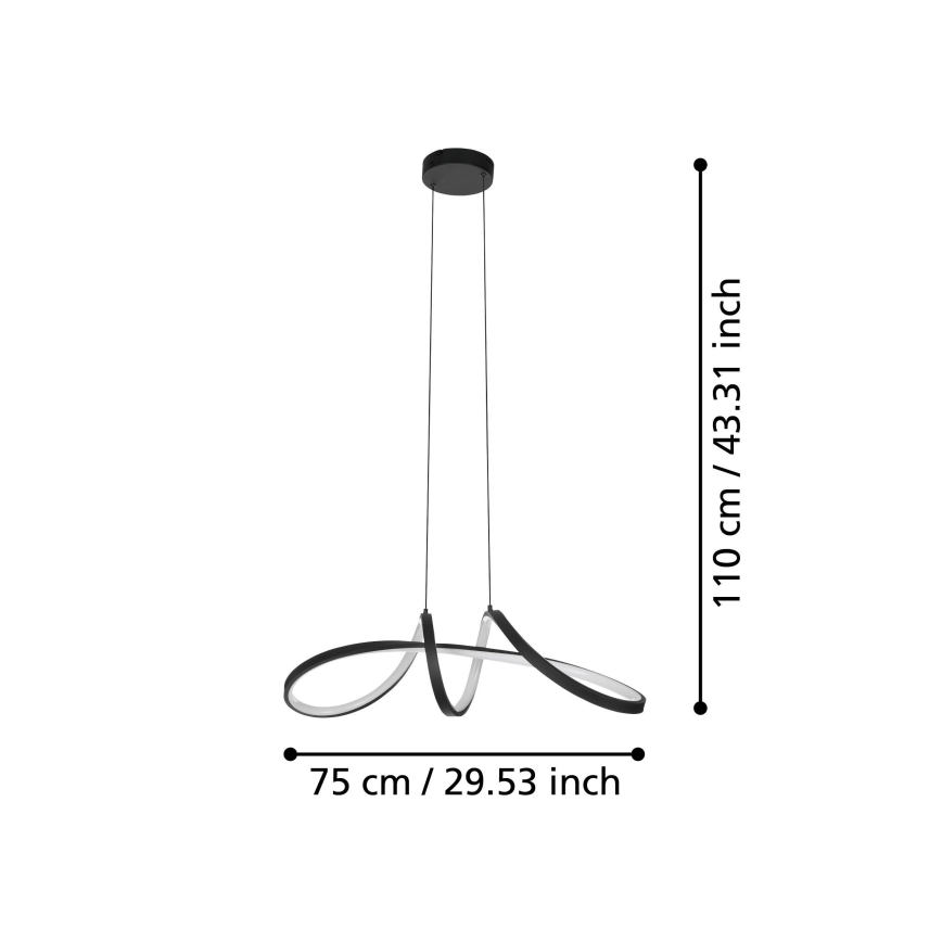 Eglo - LED-RGBW- Dimmbare Hängeleuchte LED/22W/230V 2700-6500K schwarz