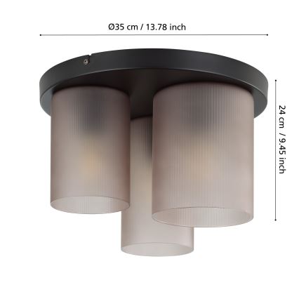 Eglo - Deckenleuchte 3xE27/40W/230V grau