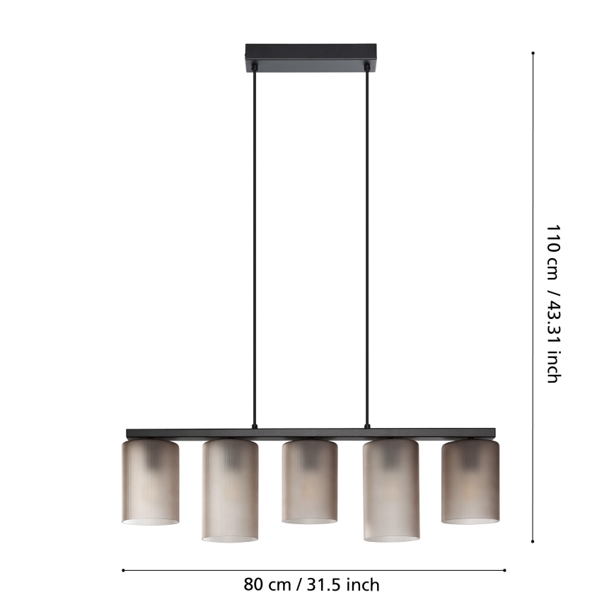 Eglo - Hängeleuchte COLOMERA 5xE27/40W/230V grau