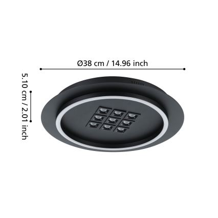 Eglo - Dimmbare LED-Deckenleuchte LED/21,4W/230V 2700-6500K schwarz + Fernbedienung