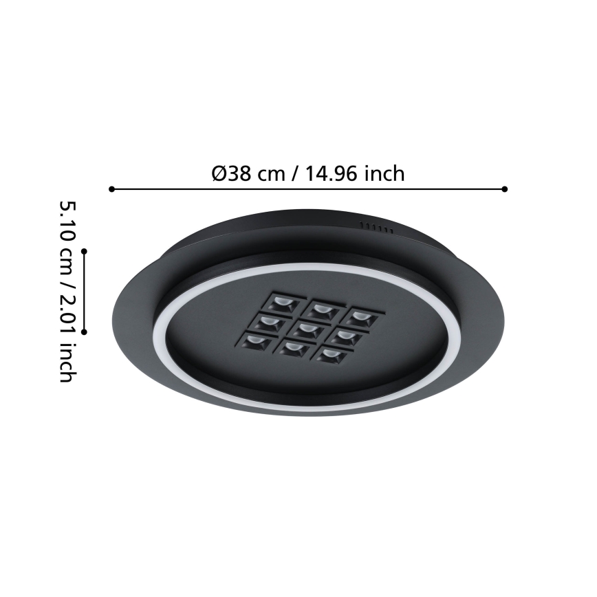Eglo - Dimmbare LED-Deckenleuchte LED/21,4W/230V 2700-6500K schwarz + Fernbedienung