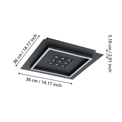 Eglo - Dimmbare LED-Deckenleuchte LED/21,4W/230V 2700-6500K schwarz + Fernbedienung