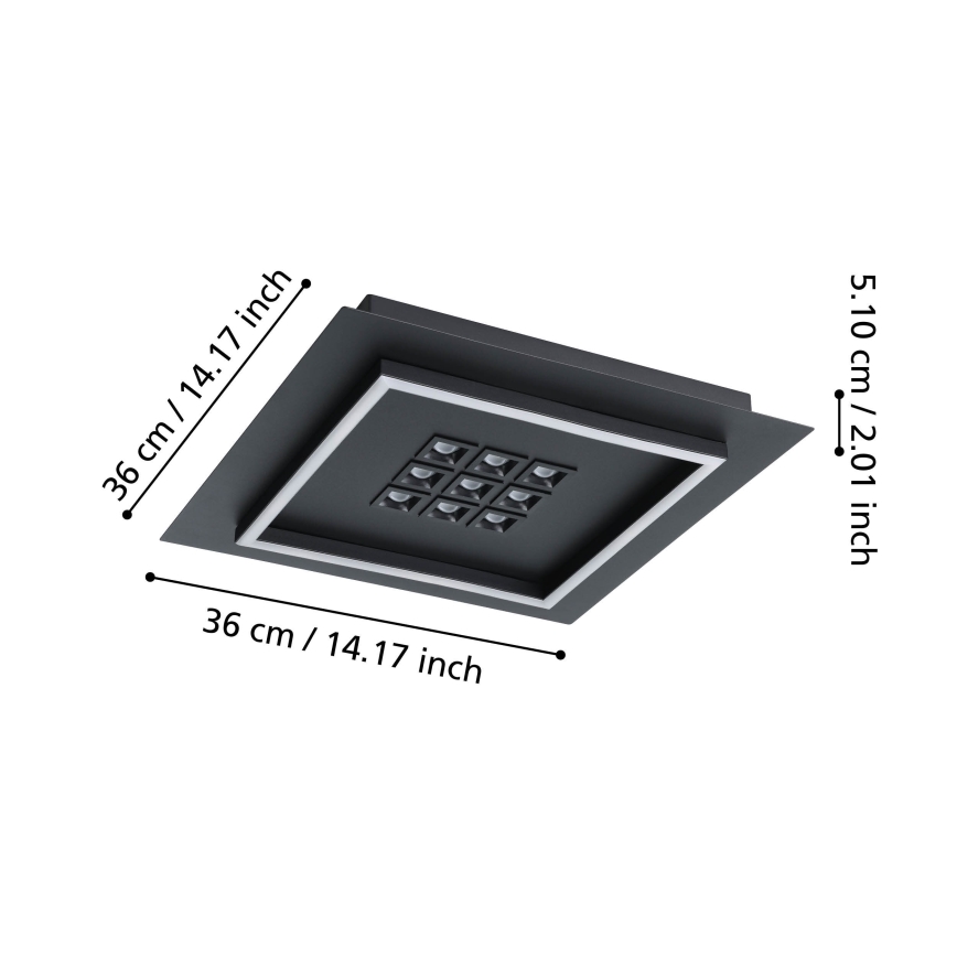 Eglo - Dimmbare LED-Deckenleuchte LED/21,4W/230V 2700-6500K schwarz + Fernbedienung