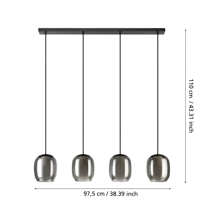 Eglo - Hängeleuchte 4xE27/28W/230V grau