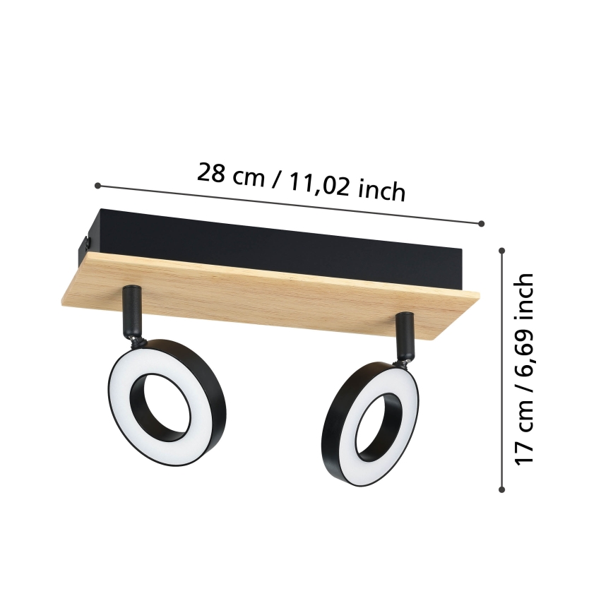 Eglo - LED-Spot 2xLED/4,2W/230V schwarz/braun