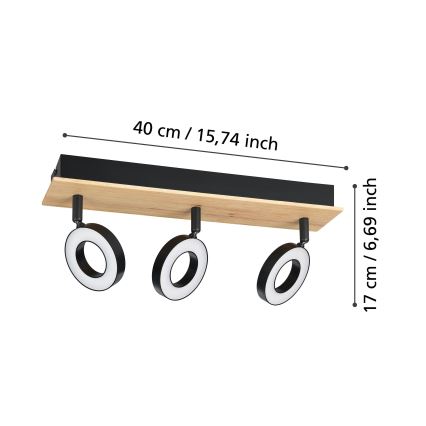 Eglo - LED Einbaustrahler 3xLED/4,2W/230V schwarz/braun