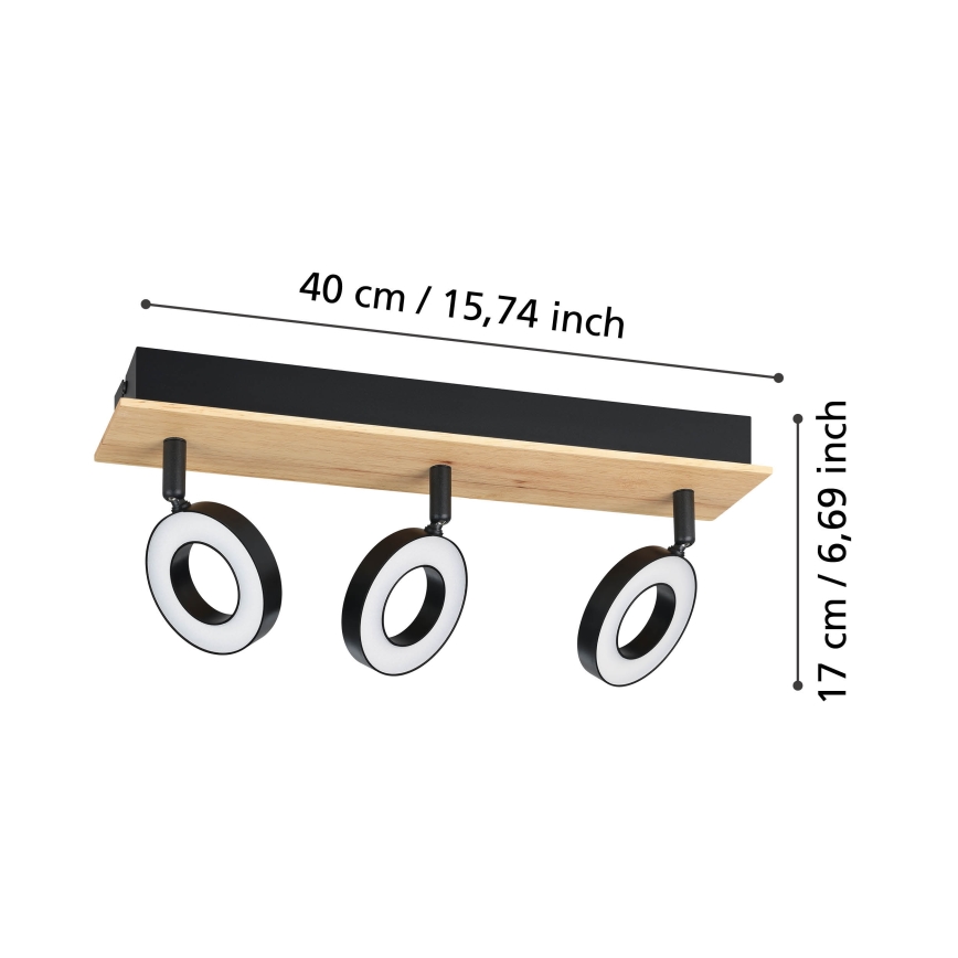 Eglo - LED Einbaustrahler 3xLED/4,2W/230V schwarz/braun